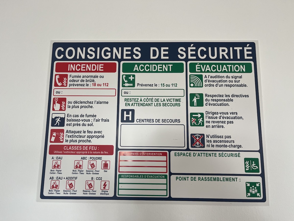 Consigne de sécurité – Signalétique intérieure